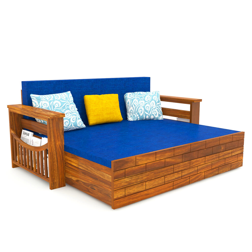 KendalWood Furniture Solid Wood Sofa Cum Bed Wooden Bed com Sofa with