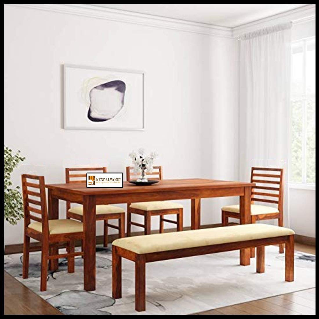 Kendalwood Furniture Sheesham Wood, Cream Colored Dining Room Chair Cushions