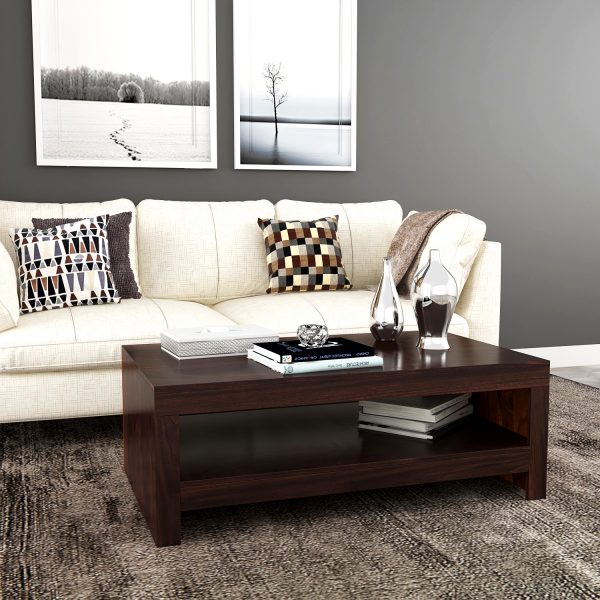 KendalWood Furniture Rectangle Sheesham Wooden Coffee Table for Living Room (Walnut Finish )