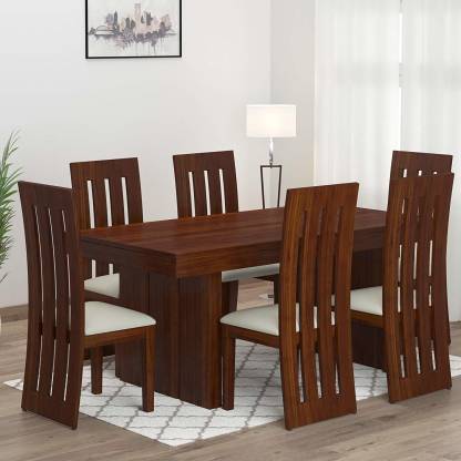 Chairs Solid Wood 6 Seater Dining Set, Teak Wood Dining Room Furniture Set